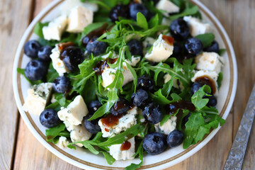 Blueberry and arugula salad. Healthy diet. Keto salad.