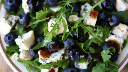 Blueberry and arugula salad. Healthy diet. Keto salad.