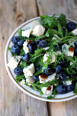 Blueberry and arugula salad. Healthy diet. Keto salad.