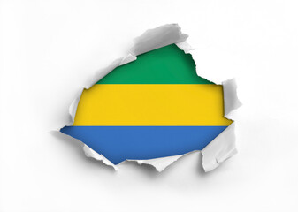 Flag of Gabon underneath the ripped paper