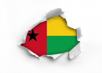 Flag of Guinea-Bissau underneath the ripped paper