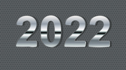2022 New Year. Big metal numbers 2022. Happy New Year. 
