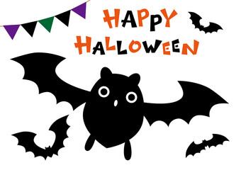 ハロウィン おばけコウモリ アイコン イラスト01