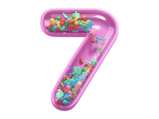 Pink toy font. Number 7. 