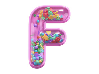 Pink toy font. Letter F. 