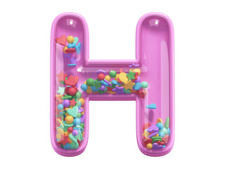 Pink toy font. Letter H. 
