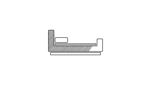 Black line Bed icon isolated on white background. 4K Video motion graphic animation