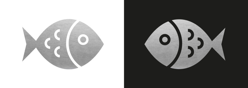 Silver Fish Icon - Vector Logo Symbol