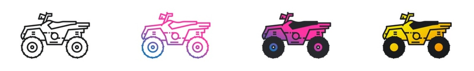 Set of line atv icon isolated on transparent background. © Alisa