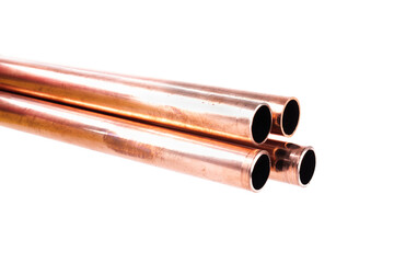 Copper tube isolated on white background