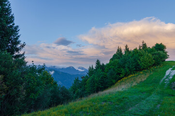 Sunset trail in the Julian alps