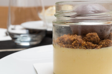 Cheese cake dessert with ice cream