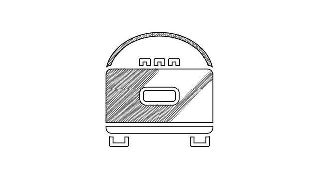 Black line Stereo speaker icon isolated on white background. Sound system speakers. Music icon. Musical column speaker bass equipment. 4K Video motion graphic animation