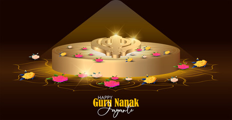 Abstract vector illustration happy guru nanak jayanti.