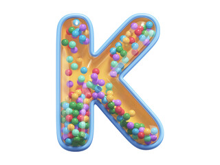 Rattle toy font. Letter K. 