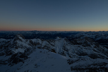 Amazing sunset at the top of one of the most impressive mountain in Switzerland called Säntis....