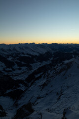 Amazing sunset at the top of one of the most impressive mountain in Switzerland called Säntis....