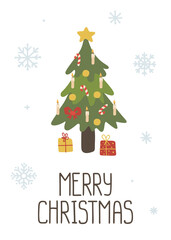 Fototapeta premium Christmas tree vector art. Print for for wall art, apparel, card, textile, fabric, stationery.