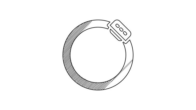 Black line Bicycle brake disc icon isolated on white background. 4K Video motion graphic animation