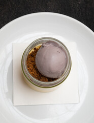 Cheese cake dessert with ice cream