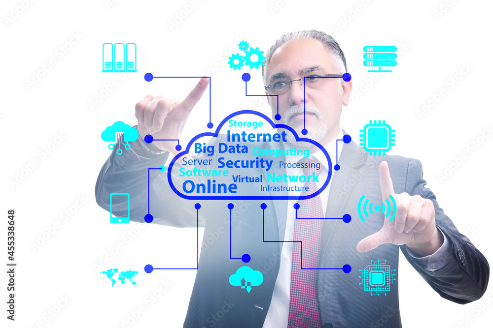 Aufkleber cloud computing in technology concept