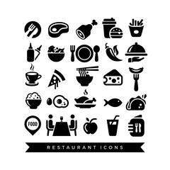 Restaurant Food and Drink Icon Set