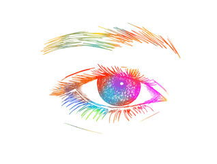 Handmade multicolored eye. Vector illustration