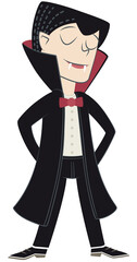 Boy dressed as a vampire on halloween. Retro style illustration of a boy dressed as a vampire for the Halloween party.