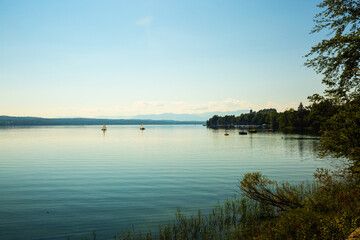 Starnbergersee in Bavaria, marina and blue sky