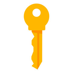 Golden old key.Isolated on white background.Vector flat illustration.