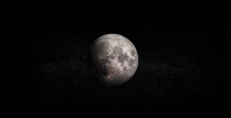 Obraz na płótnie Canvas Full moon isolated on space background. Elements of this image furnished by NASA.