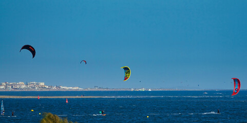 kite surfing in the sea