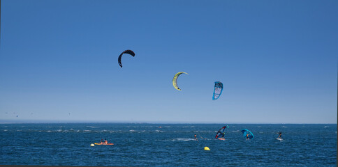 kite surfing on the sea
