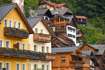 Old houses in Hallstatt village Austria