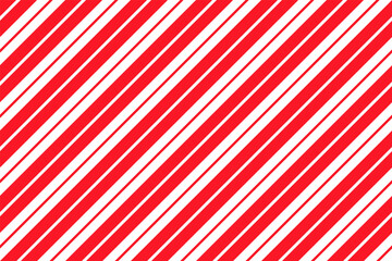 Candy cane seamless pattern. Christmas striped background. Vector. Xmas holiday diagonal stripes. Cute caramel package print. Red white wrapping texture. Geometric illustration.