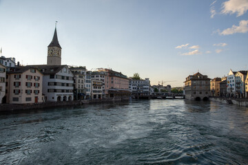 Sankt Peter an der Limmat, Zürich am Abend