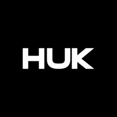 HUK letter logo design with black background in illustrator, vector logo modern alphabet font overlap style. calligraphy designs for logo, Poster, Invitation, etc. - obrazy, fototapety, plakaty
