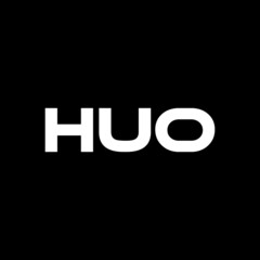 HUO letter logo design with black background in illustrator, vector logo modern alphabet font overlap style. calligraphy designs for logo, Poster, Invitation, etc.