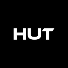 HUT letter logo design with black background in illustrator, vector logo modern alphabet font overlap style. calligraphy designs for logo, Poster, Invitation, etc.