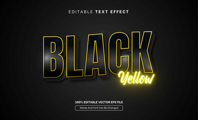 Glowing 3D Black Yellow Neon Light Background Editable Text Effect, Editable Font Style Theme