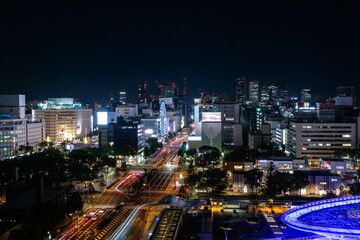 Fototapeta na wymiar 愛知県名古屋市 愛知芸術文化センターから眺める栄の夜景