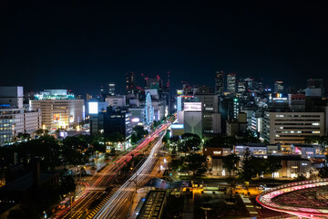 Fototapeta na wymiar 愛知県名古屋市 愛知芸術文化センターから眺める栄の夜景