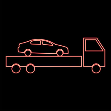 Neon car service red color vector illustration flat style image