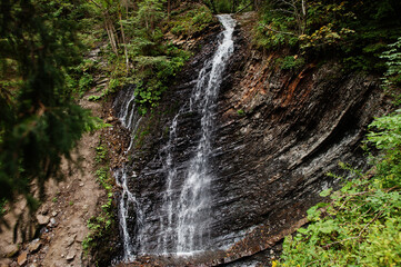 Waterfall Huk or Guk in the Carpathians mountains, Ukraine.