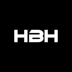 HBH letter logo design with black background in illustrator, vector logo modern alphabet font overlap style. calligraphy designs for logo, Poster, Invitation, etc.