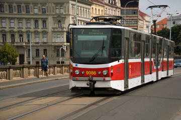 Fototapeta na wymiar Tram in Prague