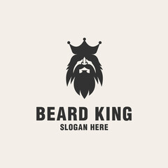 Beard king logo template on monogram style
