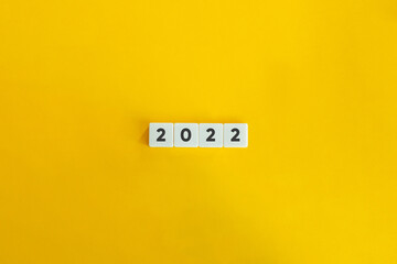 2022 number banner and concept. Block letters on bright orange background. Minimal aesthetics.