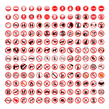 Illustration set of various prohibition signs