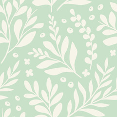 Fototapeta premium Seamless pattern with tropical leaves. Vector botanical illustration. Summer background for print, wallpaper, fabric.
